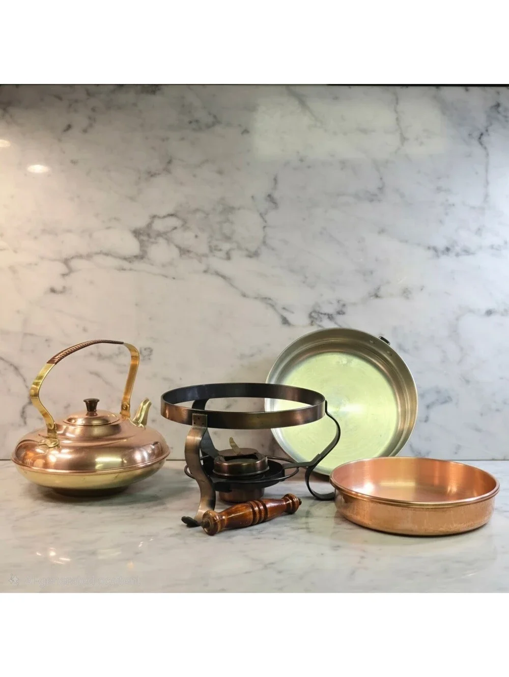 Vintage Metawa Holland Copper Kettle Chafing Dish Fondue Set MCM